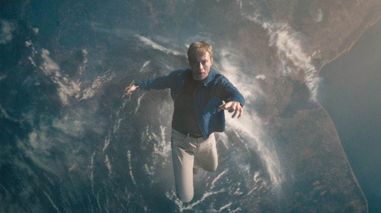 Joseph Quinn as Johnny Storm flying in the stratosphere in The Fantastic Four: First Steps
