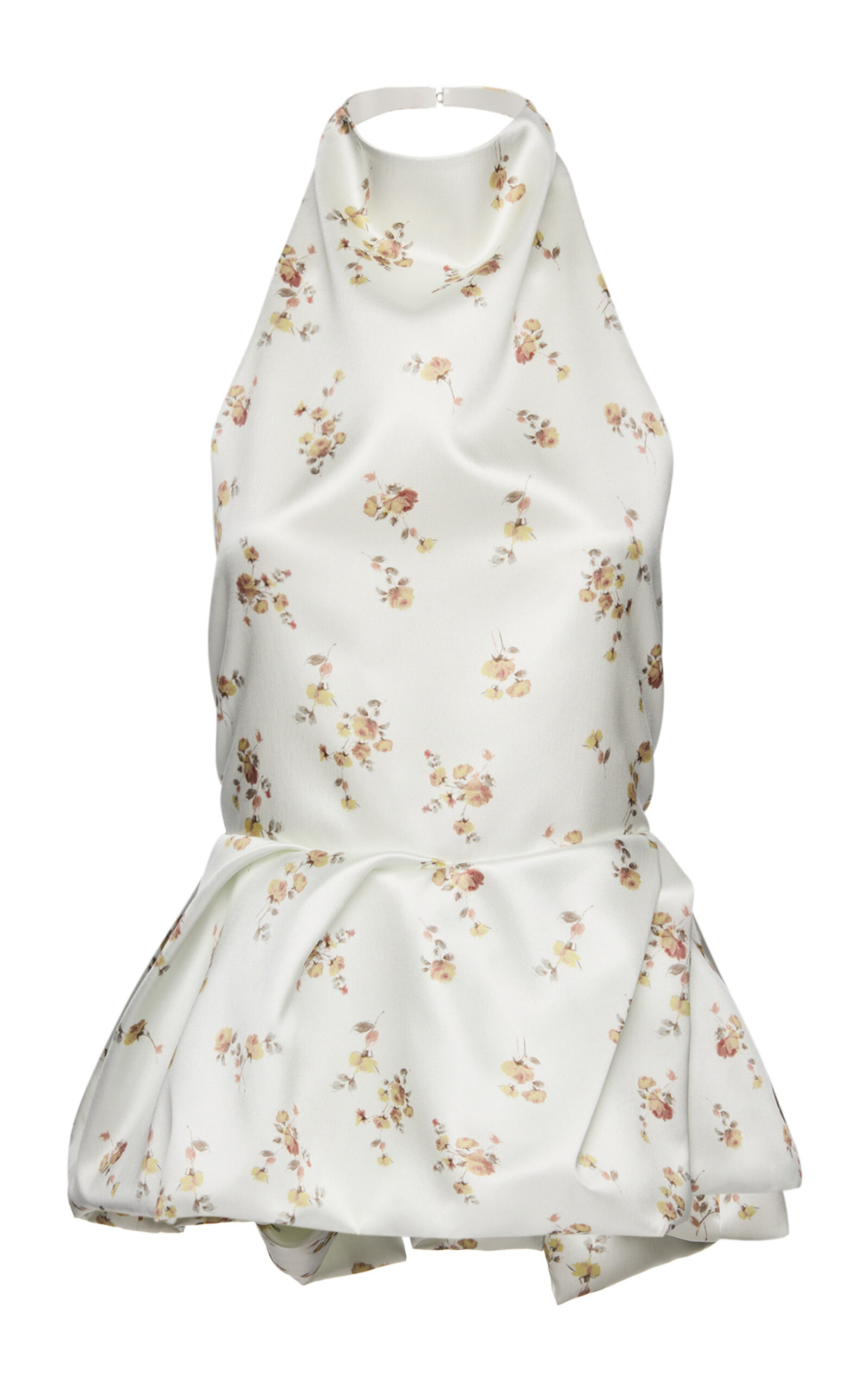 Open Back Silk Taffeta Peplum Top