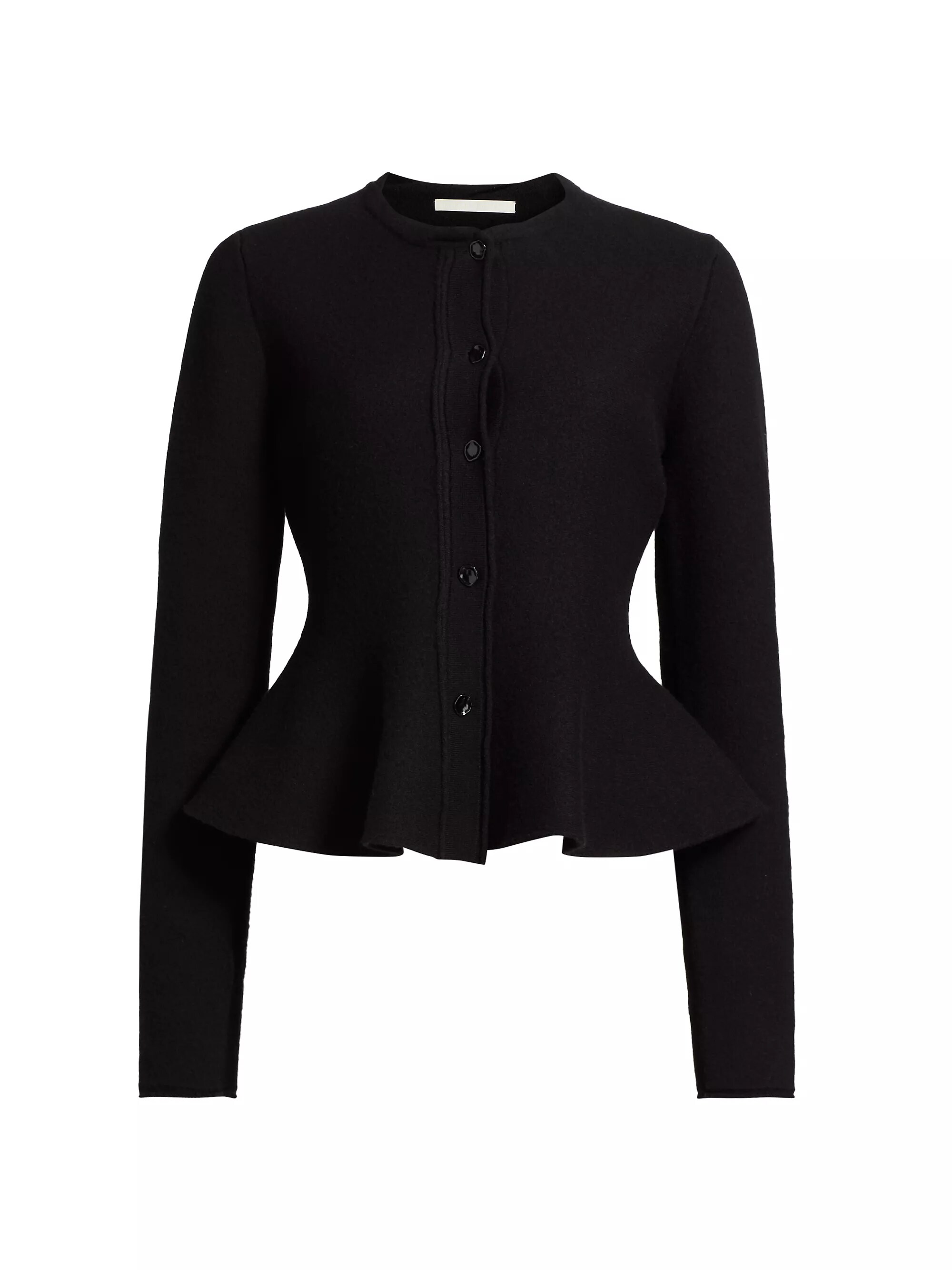 Boiled Wool Peplum Cardigan