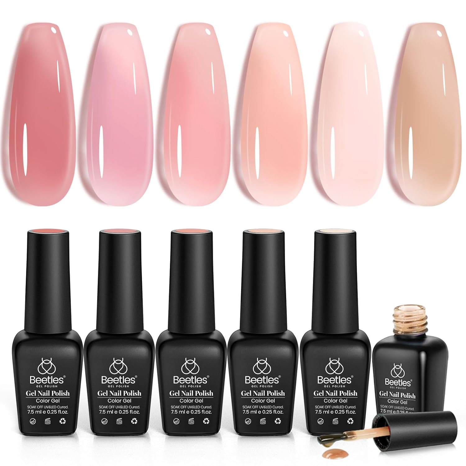 Beetles, Jelly Gel Nail Polish, Set of 6